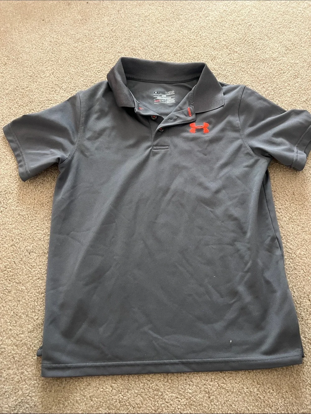 Under Armour Men’s Charcoal Polo with Orange Logo